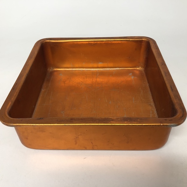 CAKE TIN, 1950s Orange Anodised